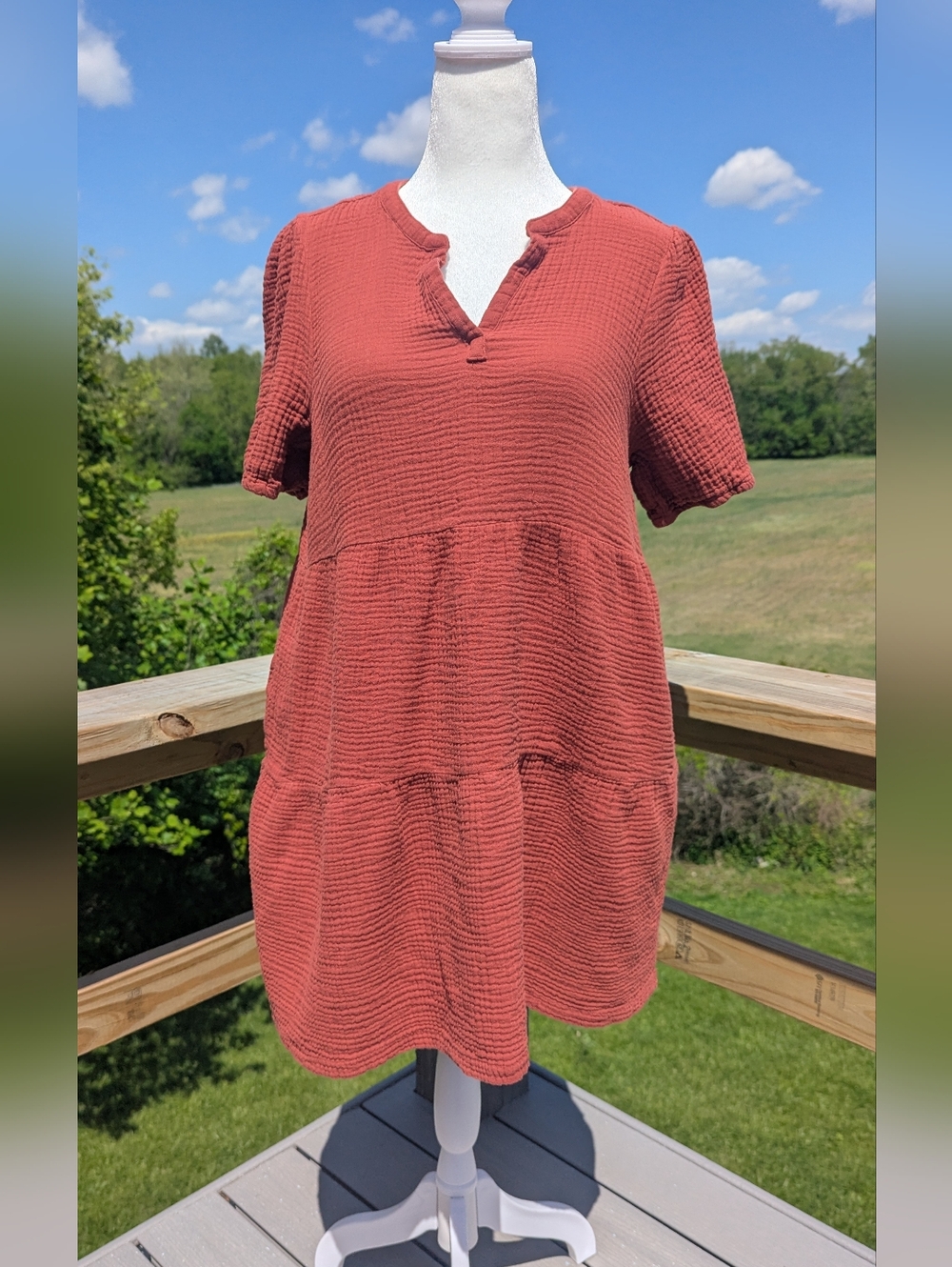 Marine Layer Jamie Short Sleeve Mini Dress Rust Size XL